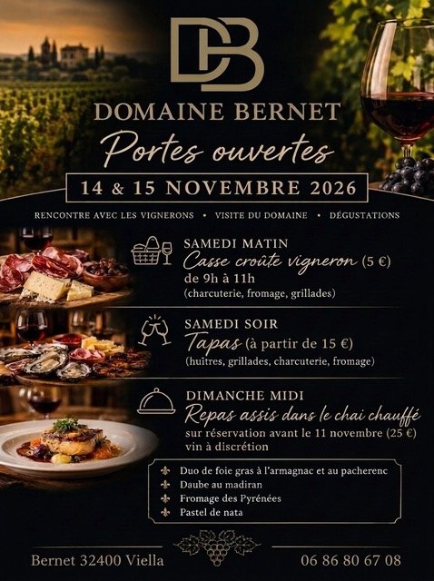Affiche officielle des Portes Ouvertes du Domaine Bernet : lieux et tarifs